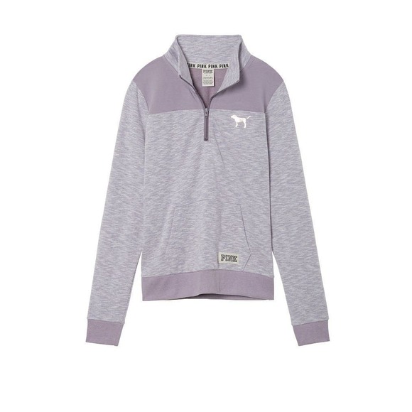 Victoria's Secret PINK Quarter Zip Pullover Sweatshirt Purple Women's Size Small - Picture 1 of 5